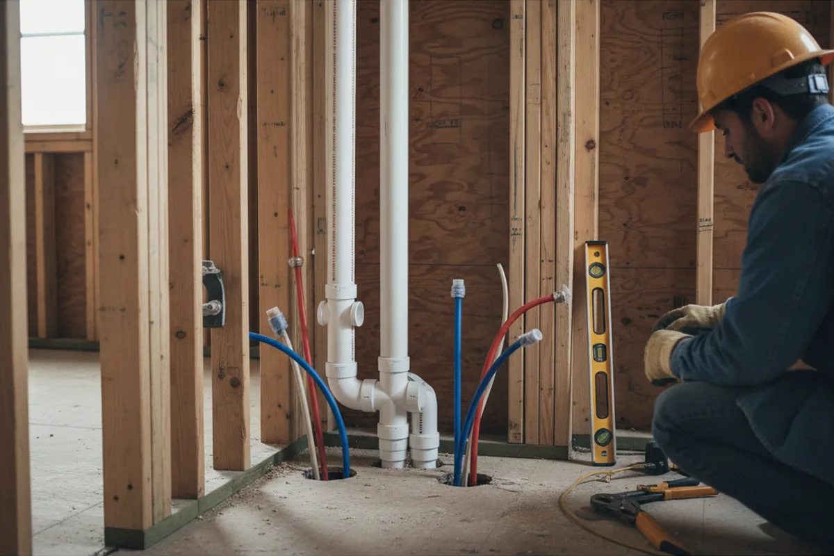 Drain and supply rough-in during Leak Detection in San Jose